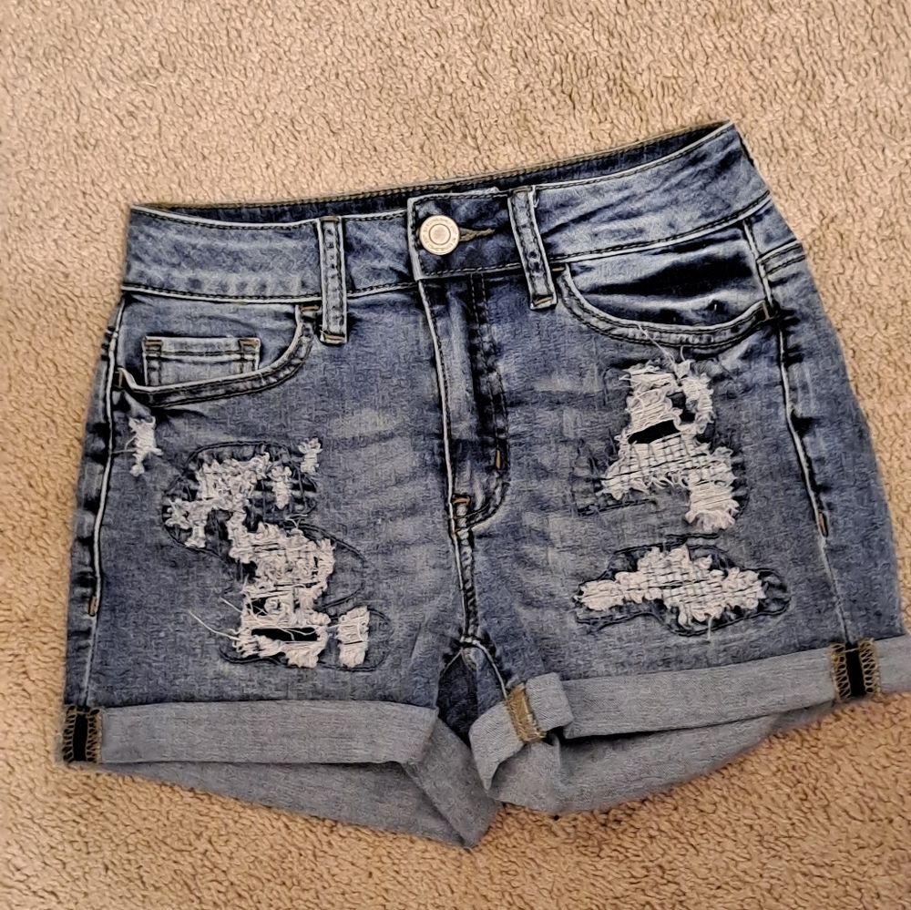 So high rise CURVY SHORTIE denim shorts